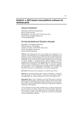 A .NET-Based Cross-Platform Software for Desktop Grids Alireza Poshtkohi