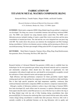 Fabrication of Titanium Metal Matrix Composite Bling