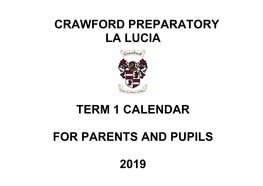 Crawford Preparatory La Lucia Term 1 Calendar For