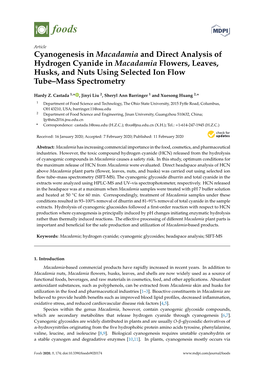 Cyanogenesis in Macadamia and Direct Analysis of Hydrogen Cyanide in Macadamia Flowers, Leaves, Husks, and Nuts Using Selected Ion Flow Tube–Mass Spectrometry