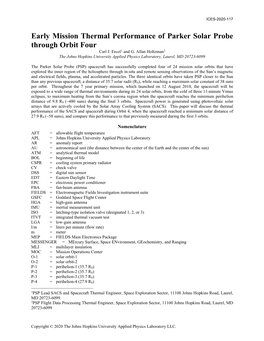 Early Mission Thermal Performance of Parker Solar Probe Through Orbit Four Carl J