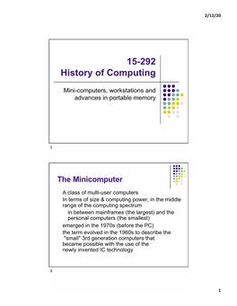 Minicomputers, Workstations and Portable Memory
