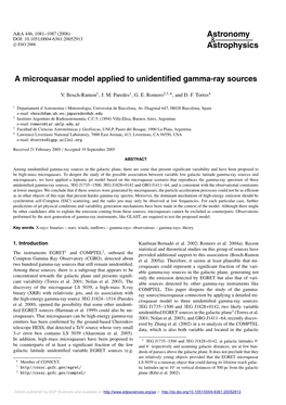 A Microquasar Model Applied to Unidentified Gamma-Ray Sources