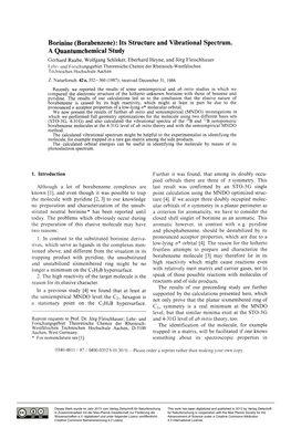 Borinine (Borabenzene): Its Structure and Vibrational Spectrum