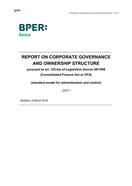 Report on Corporate Governance and Ownership Structure - FY 2017