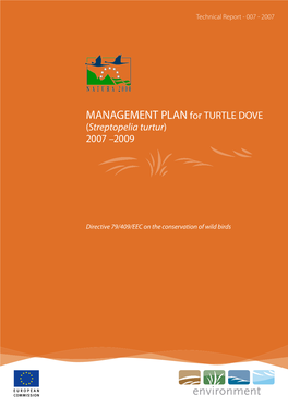 MANAGEMENT PLAN for TURTLE DOVE (Streptopelia Turtur) 2007 –2009