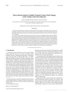 Observational Analysis of Sudden Tropical Cyclone Track Changes in the Vicinity of the East China Sea
