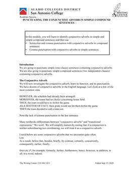 Punctuating Conjunctive Adverb in Simple Compound Sentences