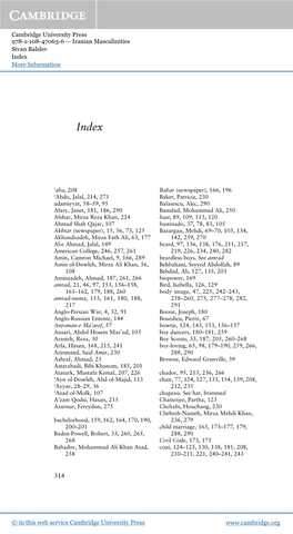 Iranian Masculinities Sivan Balslev Index More Information Www