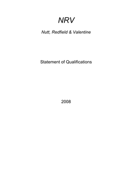 Nutt, Redfield & Valentine Statement of Qualifications 2008