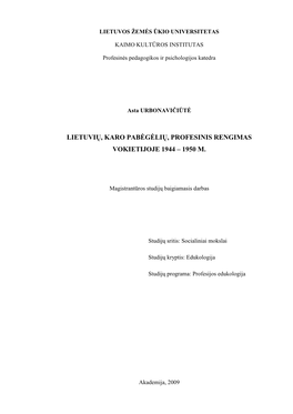 Lietuvių, Karo Pabögölių, Profesinis Rengimas Vokietijoje 1944 – 1950 M