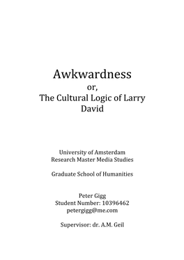 Awkwardness Or, the Cultural Logic of Larry David