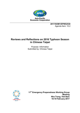 Reviews and Reflections on 2016 Typhoon Season in Chinese Taipei