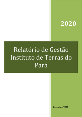 2020 Relatório De Gestão Instituto De Terras Do Pará