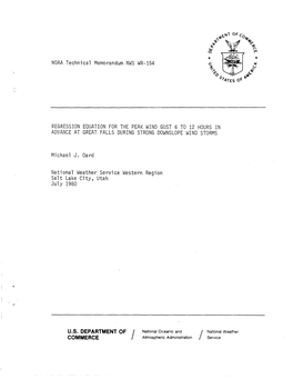 NOAA Technical Memorandum NWS WR-154 REGRESSION EQUATION