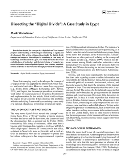 Dissecting the “Digital Divide”: a Case Study in Egypt