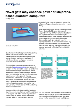 Novel Gate May Enhance Power of Majorana-Based Quantum Computers