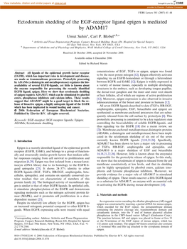 Ectodomain Shedding of the EGF-Receptor Ligand Epigen Is Mediated by ADAM17