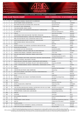 Aria Club Tracks Chart Week Commencing 18 November