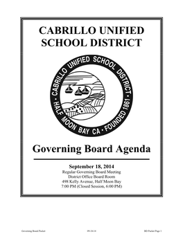 CABRILLO UNIFIED SCHOOL DISTRICT Governing Board Agenda