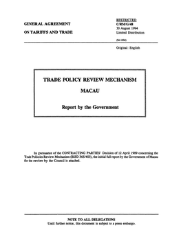 Trade Policy Review Mechanism Macau