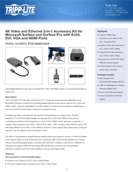 4K Video and Ethernet 2-In-1 Accessory Kit for Microsoft Surface