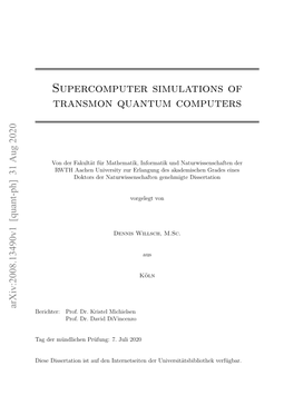 Supercomputer Simulations of Transmon Quantum Computers