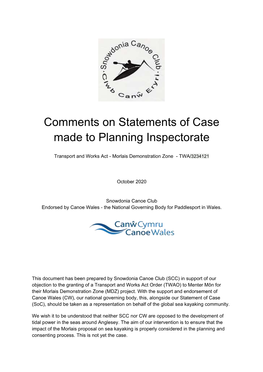Comments on Statements of Case Made to Planning Inspectorate