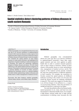 Spatial Statistics Detect Clustering Patterns of Kidney Diseases in South-Eastern Romania