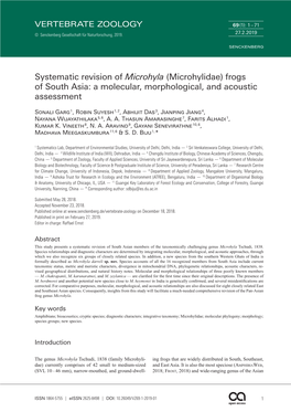 Systematic Revision of Microhyla (Microhylidae) Frogs of South Asia: a Molecular, Morphological, and Acoustic Assessment