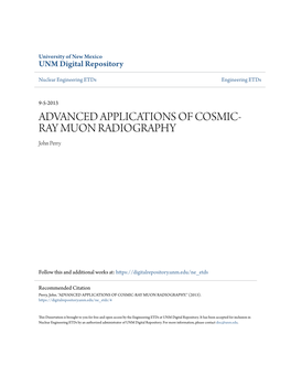Advanced Applications of Cosmic-Ray Muon Radiography." (2013)