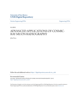 Advanced Applications of Cosmic-Ray Muon Radiography.