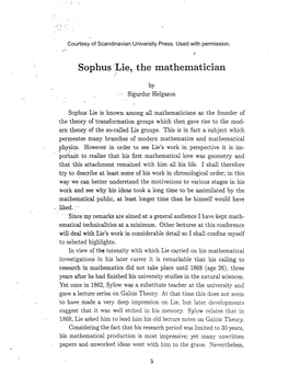 Sophus Lie, the Mathematician