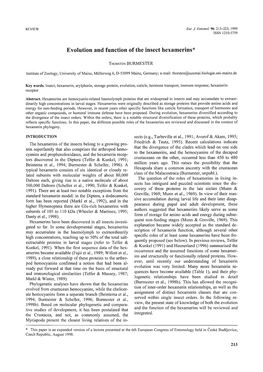 Evolution and Function of the Insect Hexamerins*