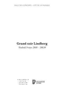 Grand Soir Lindberg Vendredi 9 Mars 2018 – 20H30