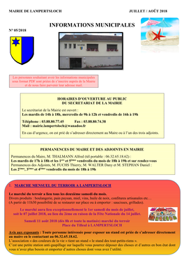 Informations Municipales N° 05/2018