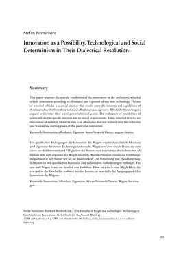 Innovation As a Possibility. Technological and Social Determinism in Their Dialectical Resolution