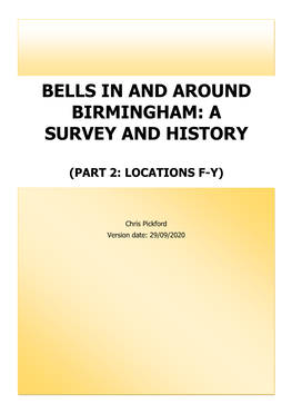 Bells in and Around Birmingham: a Survey and History