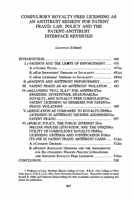 Compulsory Royalty-Free Licensing As An