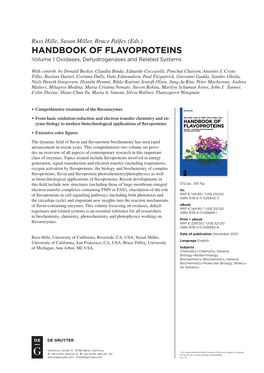 HANDBOOK of FLAVOPROTEINS Volume 1 Oxidases, Dehydrogenases and Related Systems