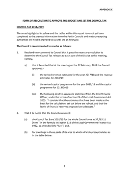 Council Tax Resolution Explanatory Notes ______