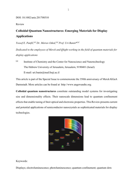 Colloidal Quantum Nanostructures: Emerging Materials for Display Applications