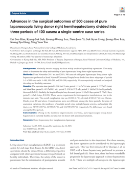 Advances in the Surgical Outcomes of 300 Cases of Pure Laparoscopic Living Donor Right Hemihepatectomy Divided Into Three Period