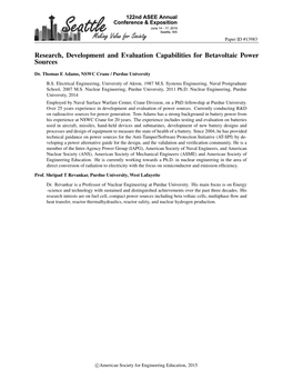 Research, Development and Evaluation Capabilities for Betavoltaic Power Sources