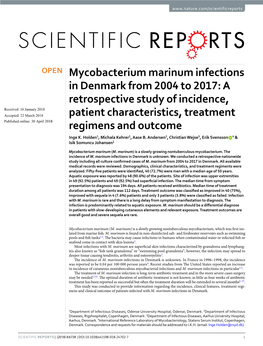 Mycobacterium Marinum Infections in Denmark from 2004 to 2017