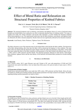 Effect of Blend Ratio and Relaxation on Structural Properties of Knitted Fabrics