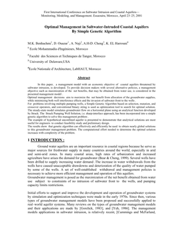 Optimal Management in Saltwater-Intruded Coastal Aquifers by Simple Genetic Algorithm