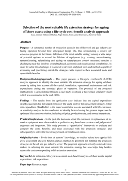 Selection of the Most Suitable Life Extension Strategy for Ageing Offshore Assets Using a Life-Cycle Cost-Benefit Analysis Approach