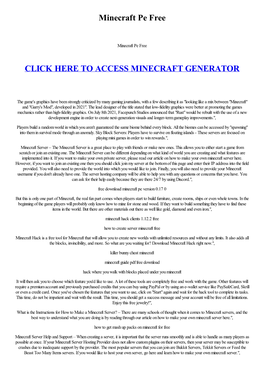 Minecraft Pe Free