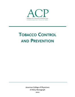 Tobacco Control and Prevention